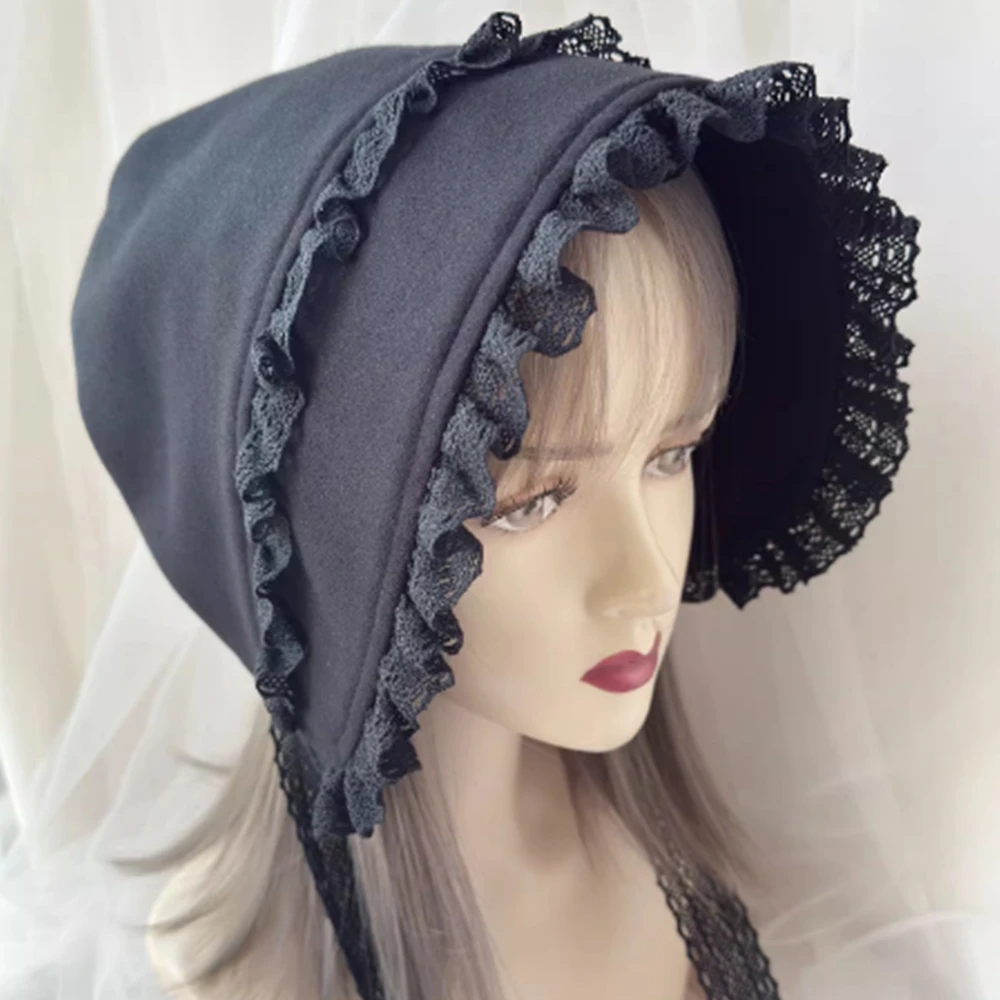 Women Pilgrim Colonial Bonnet Hat Pioneer Mob Hat Maid Cap with Adjustable Straps
