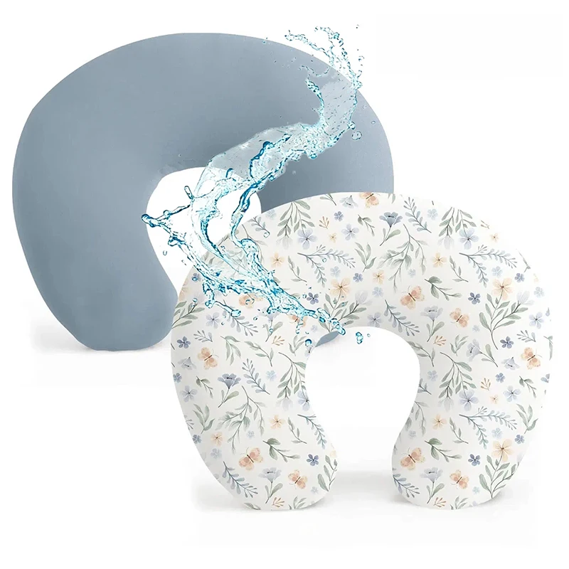 2PCS Waterproof Nursing Pillow Cover Stretchy Nursing Covers for Breastfeeding Pillows Infant Feeding Slipcover for Mom Babies view 3