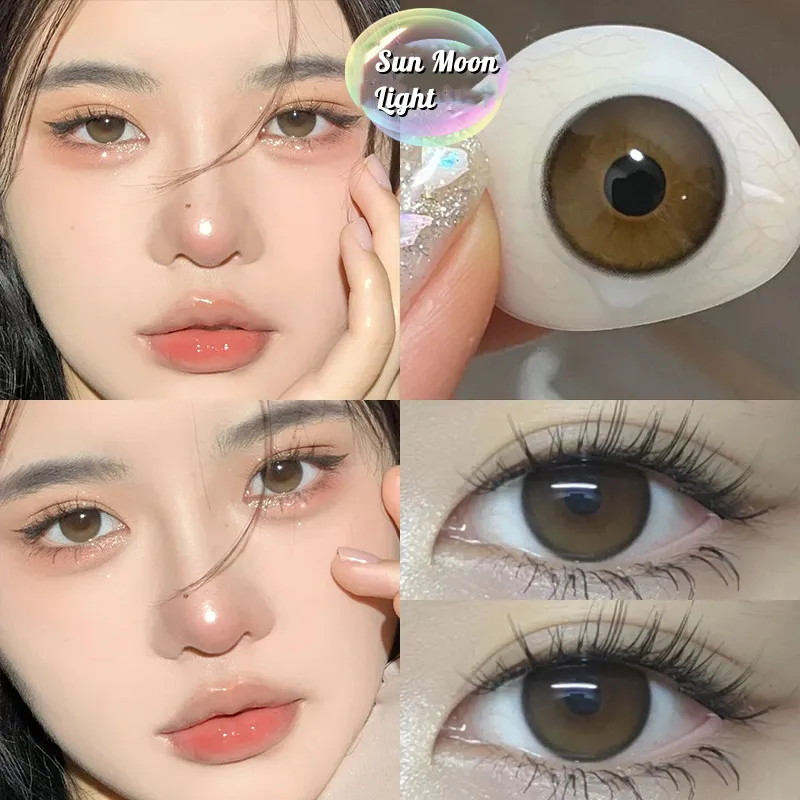 1pair/2pcs Fashion Color Contact Lens Men Grey Natural Daily Student Lens Round Soft Lens Year Color Cosmetics Fast Shipping New