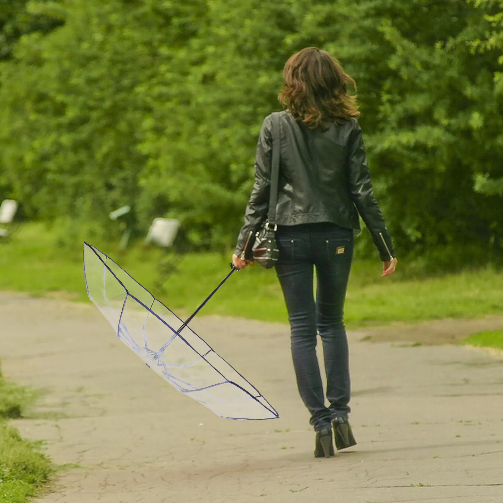 

1 шт. полностью автоматический тройной складной прозрачный зонт, портативный, для путешествий, для дождливой погоды, с водонепроницаемым покрытием, компактный, легко носить с собой