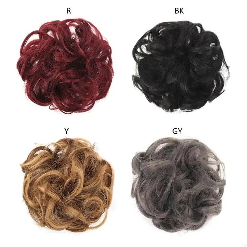 U2JF Large Curly Hair Scrunchie with Hair Updo Hair Extensions Messy Bun Hairpieces