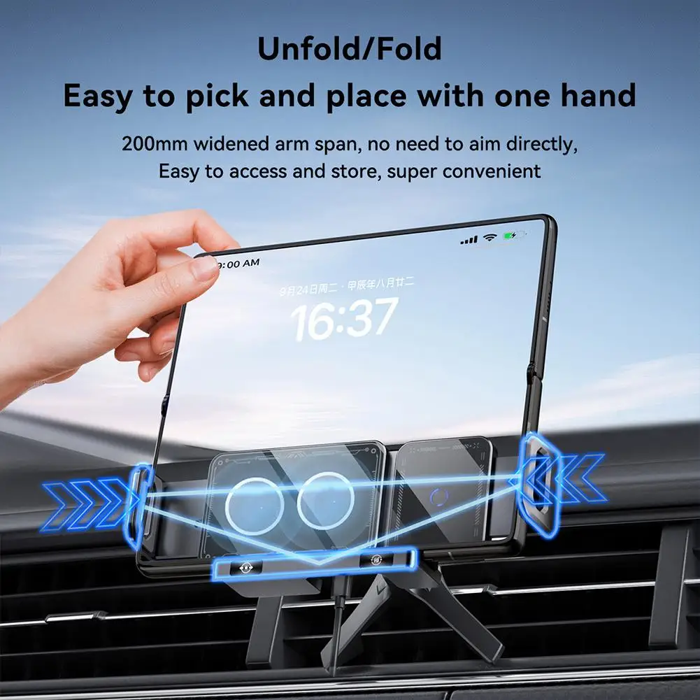 

Car Wireless Charger Folding Screen Fast Charging For Galaxy Z Filp /Fold 6 Air Vent Car Vacuum Adsorption Magnetic Phone H M6G0