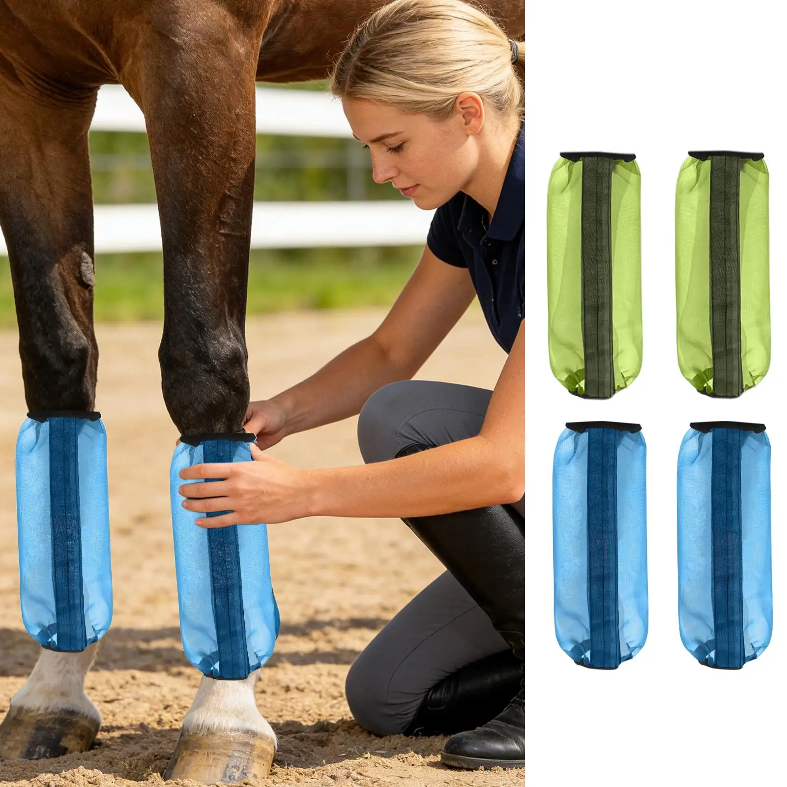 Fly Socks For Horses 4 Pieces Horse Leg Mesh Protectors Elastic Equine Leggings For Racing Turnout Stable Competition Sports