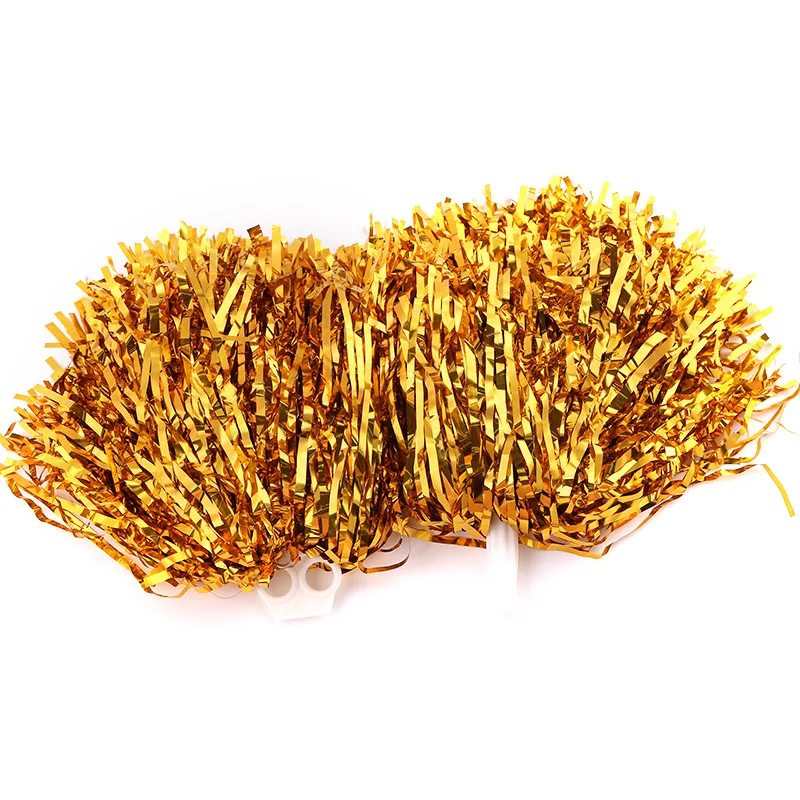 Cheerleading Pom Poms with Handle Cheer Balls Gold Yellow Pink Red Green Blue Pompoms for Women Girl Kids Hand Dance Accessories