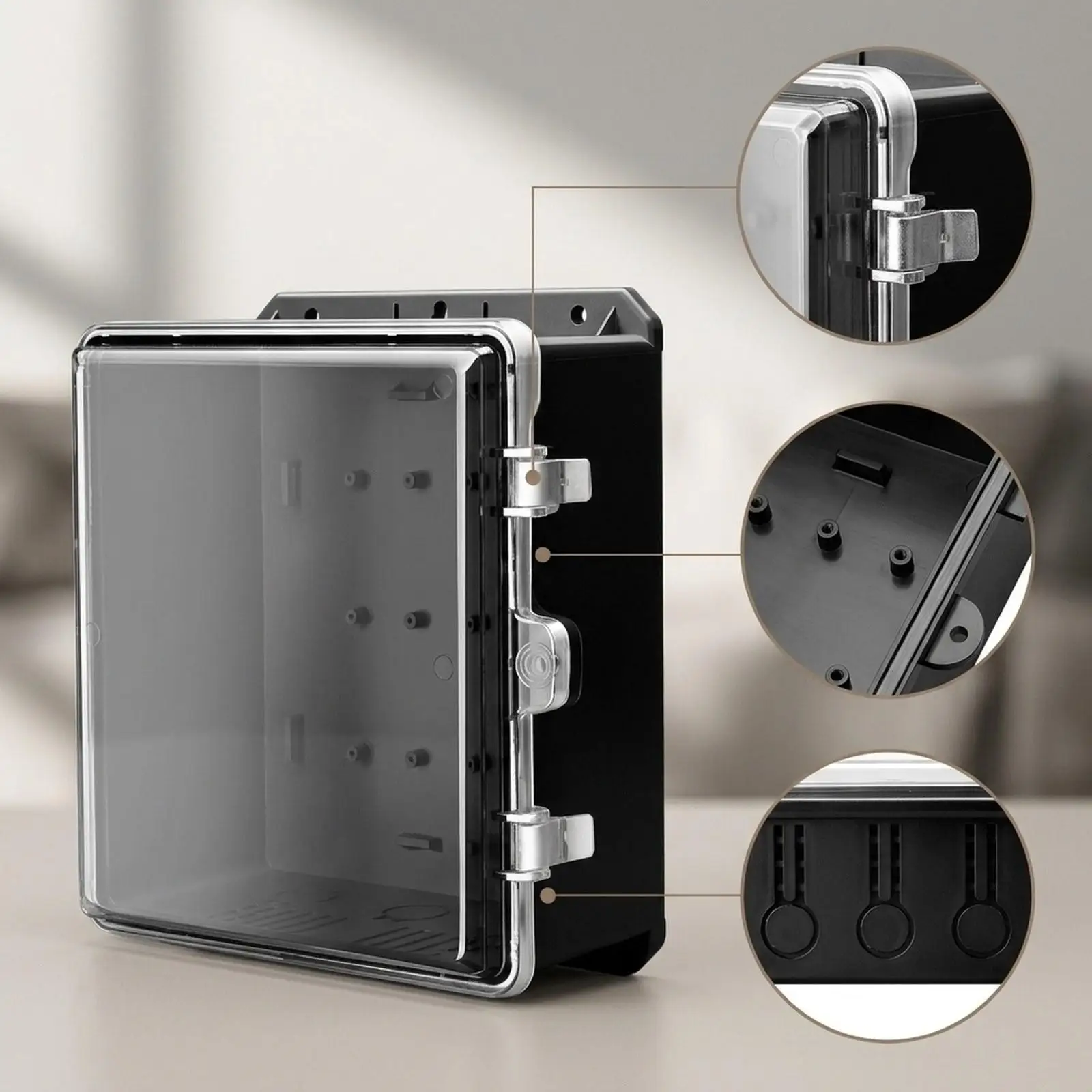 Outdoor Waterproof Junction Case Clear Lid Electrical Enclosure Box for Wiring Network and Devices