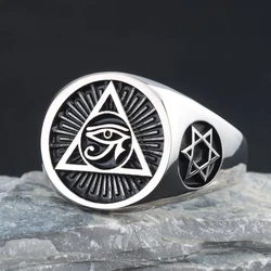 Ancient Egyptian Symbol The Eye of Horus Protection Royal Power Amulets Egypt Cross Sterling Silver Ring