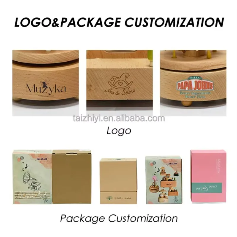 

Hot Selling Pink Sakura Bunny Wood Music Box Girl Gift