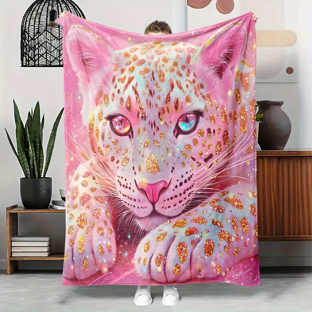 A Comfortable Beautiful Leopard Pattern Blanket, Soft High-Definition Digital Print, Suitable for All Seasons, Soft, Breathable