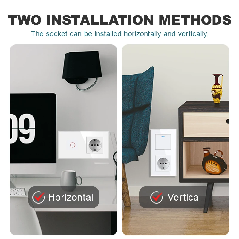 Novski Sakelar Lampu Panel Kaca Tangguh, Colokan Dinding Eropa dan Prancis, USB, TV, RJ45, RJ11, Modul Sakelar Sensor DIY Putih