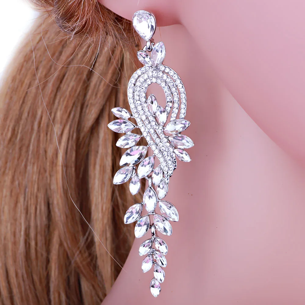 FARLENA Wedding Jewelry Elegant Crystal  Earrings Long women pendant earrings long hanging earrings with stones gifts