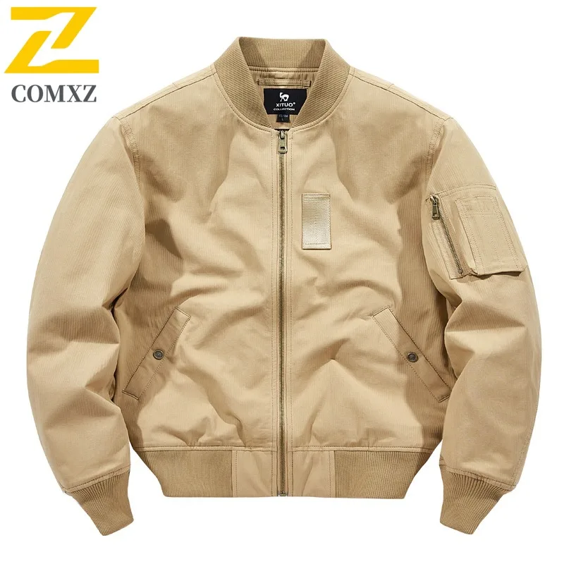 

COMXZ Мужская куртка высокого качества в американском стиле, мотоциклетное пальто, традиционный бейсбольный воротник, уютные осенние новые пальто на молнии