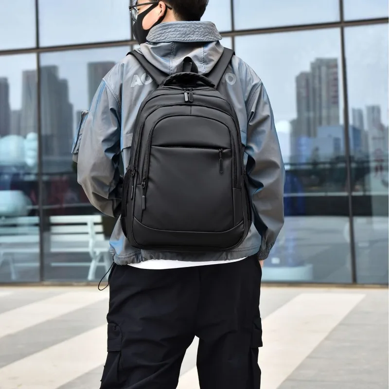 New Trendy Men's Business Backpack Spacious Dual Shoulder Bag High-End Membrane Commuter Laptop and Travel Outdoor Backpack