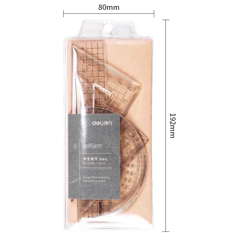 4Pcs/Set Multi Specification Transparent Student Ruler Drawing Tools Double-duty Ruler Measuring Set School Stationery