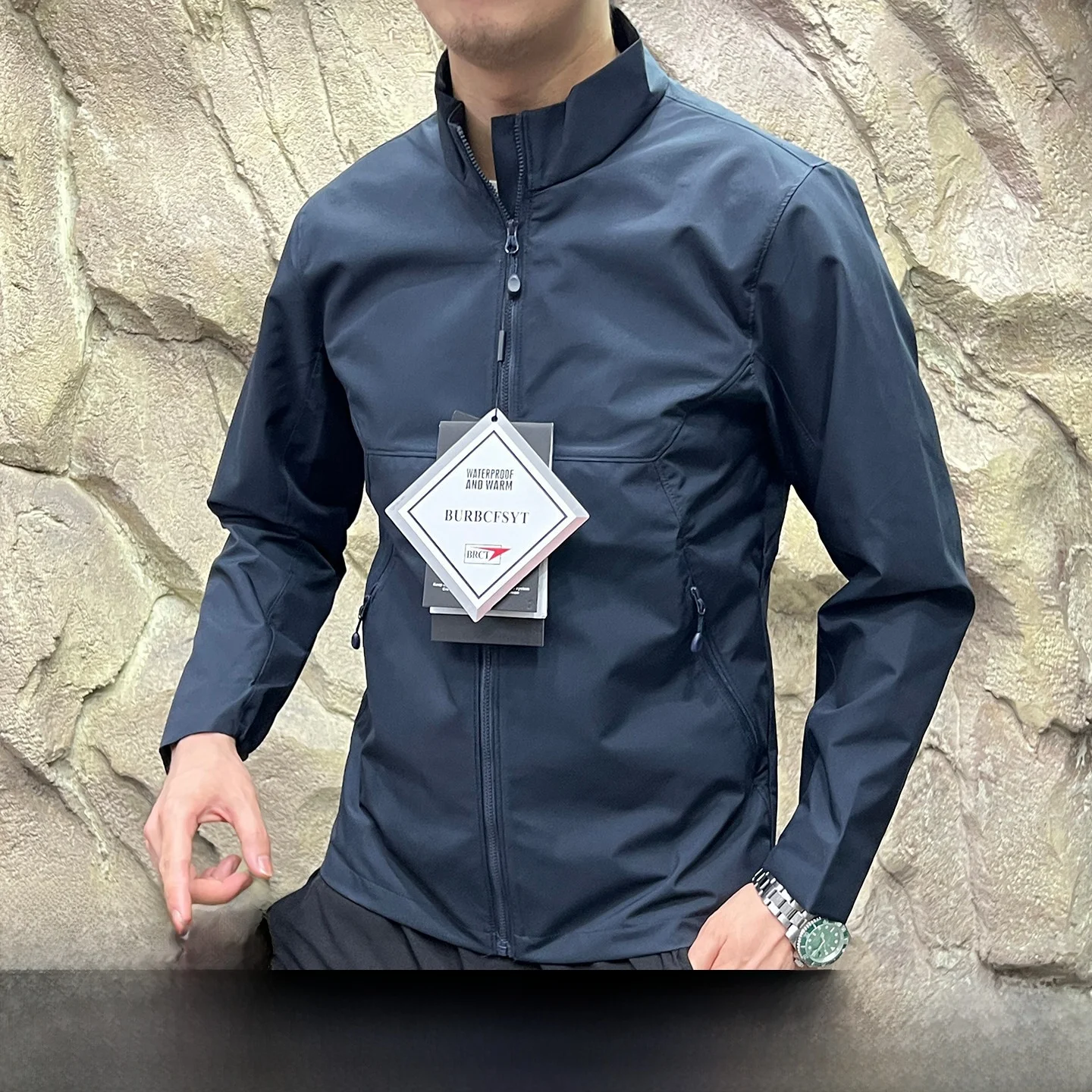 

Мужская легкая уличная куртка-софтшелл с воротником-стойкой, водонепроницаемая, ветрозащитная, 3D-крой, приталенный крой, деловой стиль, длинный рукав