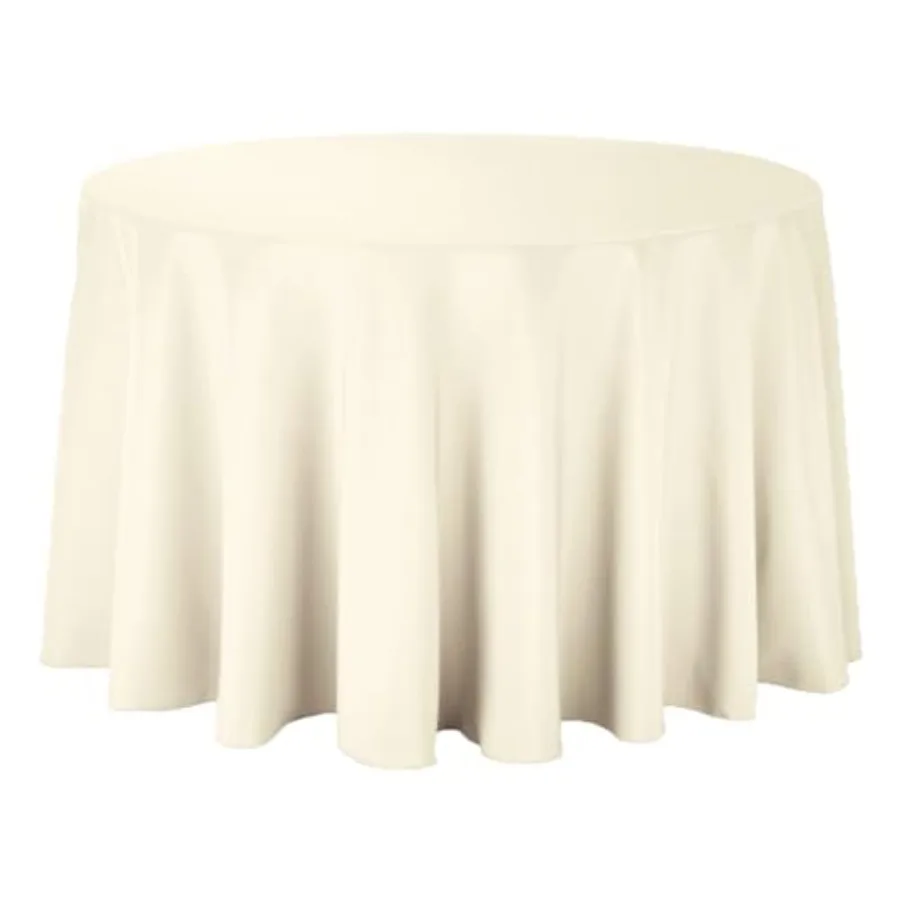 

5-pcs 120" Inch Round Polyester Cloth Fabric Linen Tablecloth - Wedding Reception Restaurant Banquet Party - Machine Washable