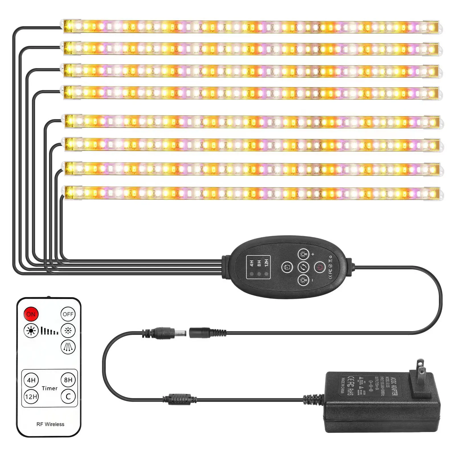 Imagem -03 - Full-spectrum Hard Light Strip Plant Lamp a Drag Oito Led Sincronismo Indoor Nursery Lâmpada de Crescimento Carnuda 40 Centímetros Timing