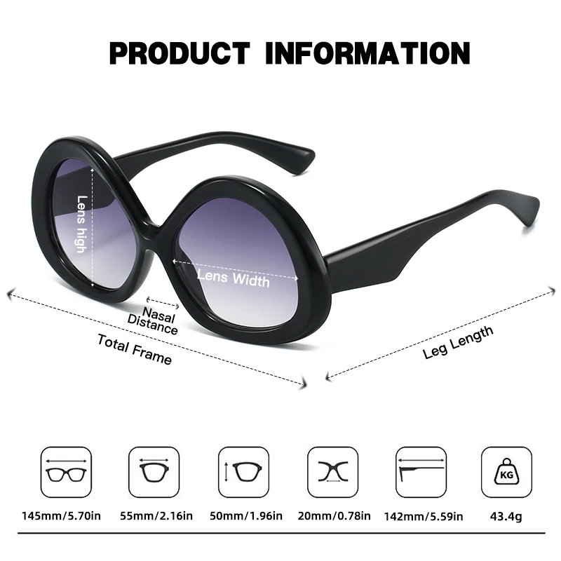 نظارات شمسية نسائية بيضاوية عصرية من JUNCTURE، نظارات شمسية بإطار كبير متدرج للسيدات، هدايا العطلات، نظارات شمسية للنساء