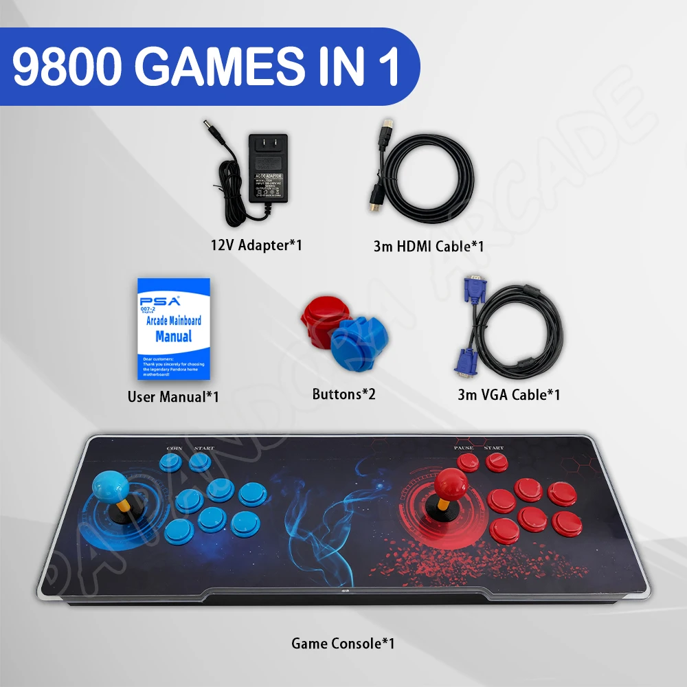 9800 in 1 Pandora Saga DX2 DX Plus Box 3D Retro Cabinet Arcade