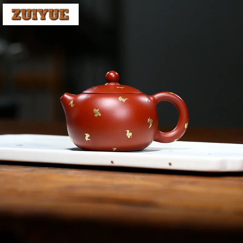 

130ml Handmade Yixing Purple Clay Teapots Handmade Xishi Pot Raw Ore Dahongpao Mud Kettle With Filter Zisha Tea Set Tea Items