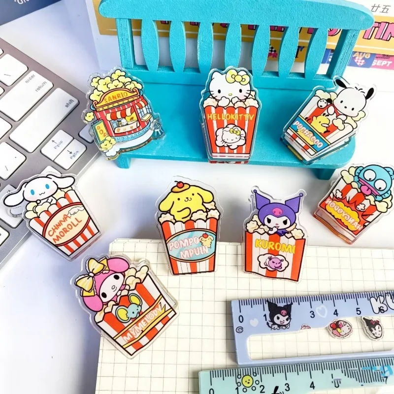 

Набор из 48 акриловых зажимов Sanrio в виде попкорна: милые зажимы для фото, поделок, заметок, бумаги, канцелярских принадлежностей для офиса и школы