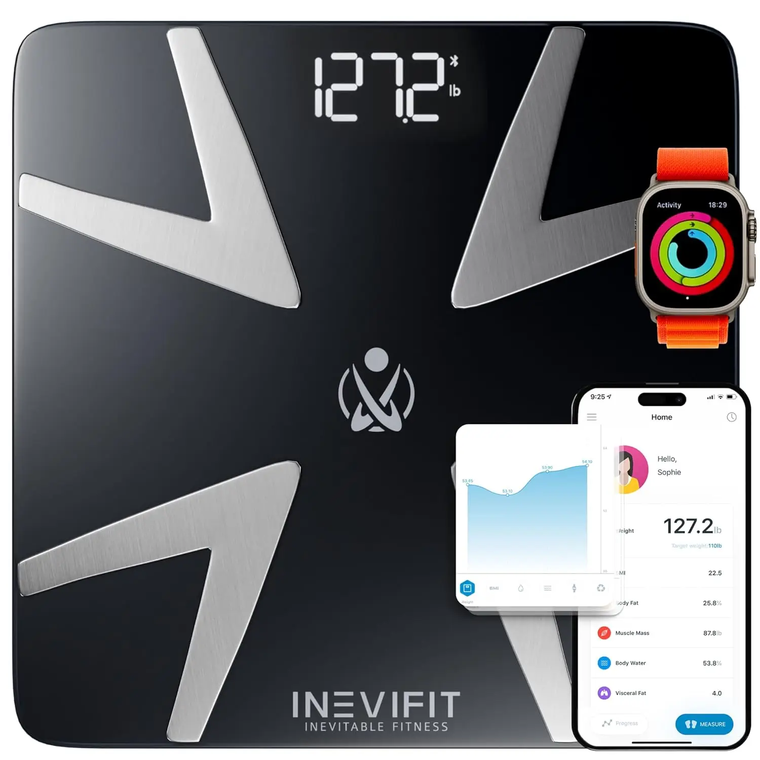 

Smart Body Fat Scale with Bluetooth, Accurate Digital Bathroom Analyzer for Weight, Fat, Muscle & More