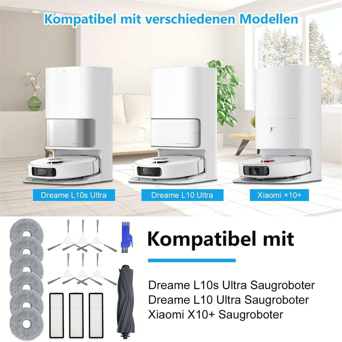 Für L10S Ultra/L10 Ultra/ X10 Plus, für L10S Pro Hauptseitenbürste HEPA-Filter Mopptuch Ersatzteile