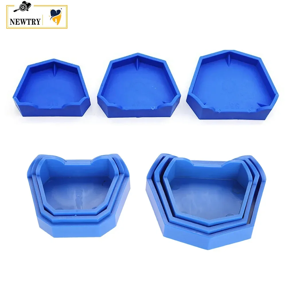 6Pcs/set Dental Lab Plaster Cast Mold Base Denture Model Impression Tray Holder Silicone Rubber Teeth Orthodontic Gypsum Former