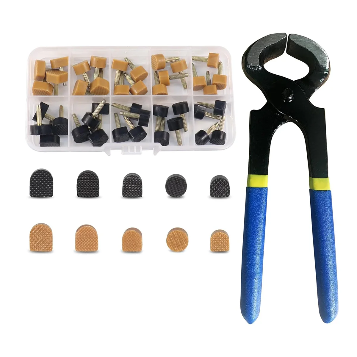 High Heel Replacement Tips, Shoe Heel Repair,40 Pairs of Heel Caps in 2 Colors with Removal Pliers, Round and U Shape