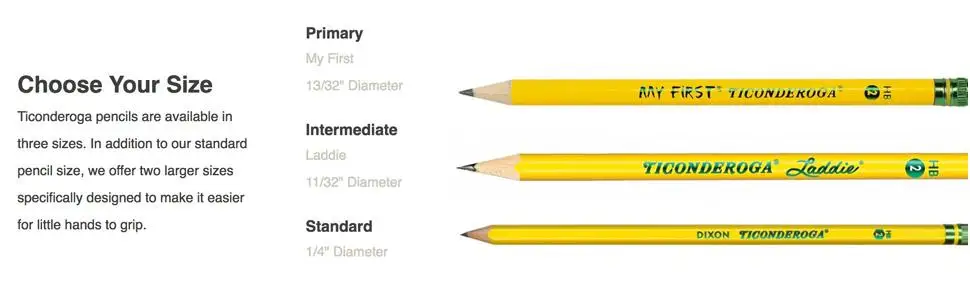 ticonderoga choose you size primary intermediate standard