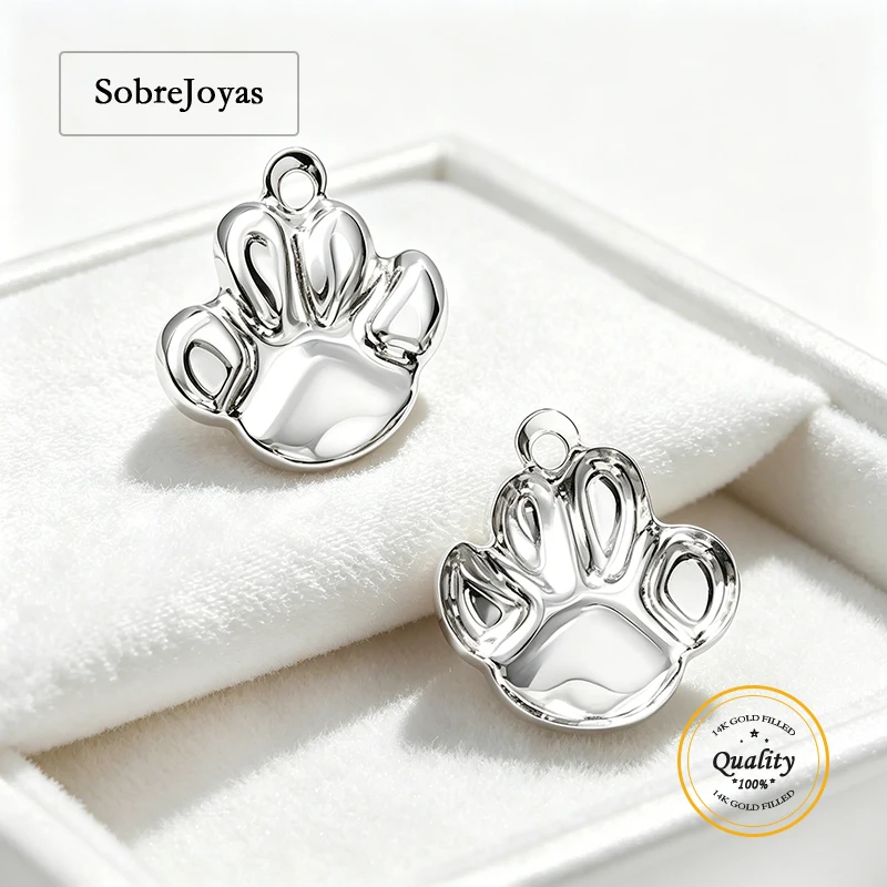 

925 Sterling Silver Dog Paw Charm Animal Puppy Foot Print Pendant for Necklace Or Bracelet - Wholesale Jewelry