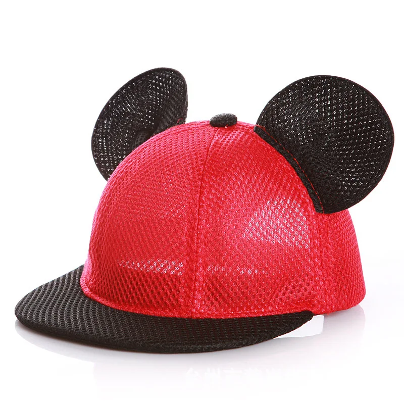 Disney Mickey Mouse Stitching Mesh Cap, Sun Protection Comfortable Breathable Cap For Summer Outdoor Traveling Boys And Girls