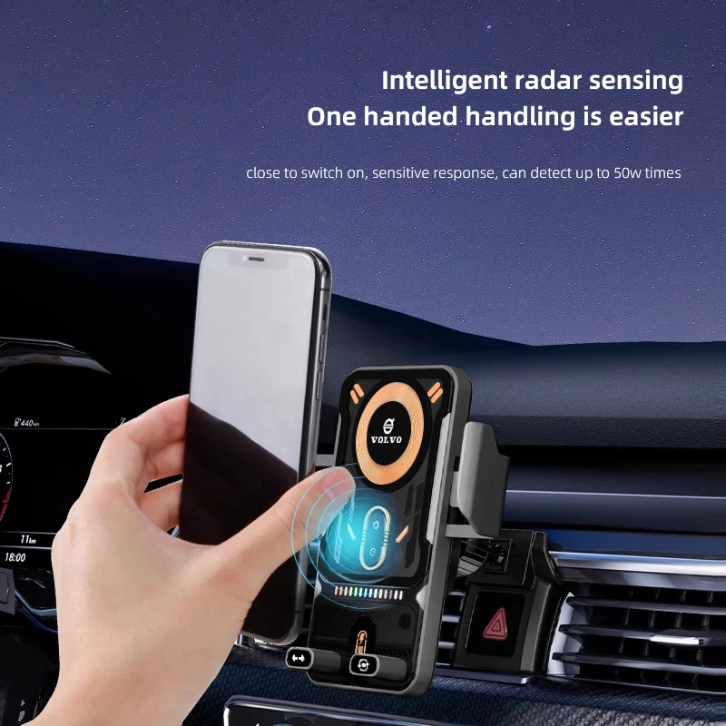 Car Phone Holder Wireless Charger Intelligence Fixed Phone Support Accessories For Volvo V60 V40 XC90 S60 S40 C30 XC60 V50 V70