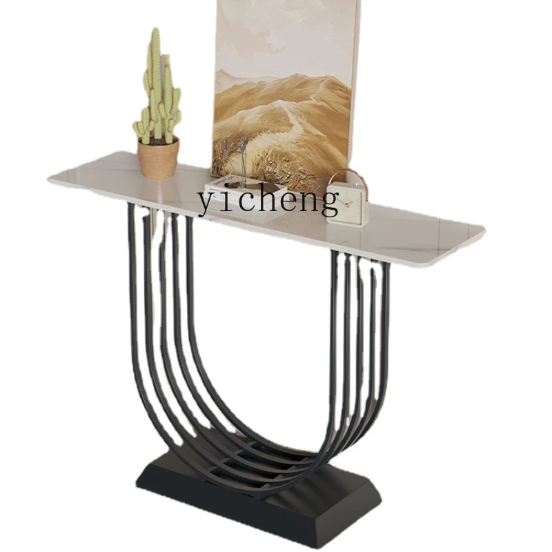 

ZC Cream Style Entrance Cabinet Designer Home Stone Plate Console Tables Modern Minimalist Corridor Console