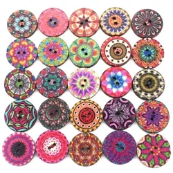 50PCS Wood Button 15mm 20mm 25mm Flower Pattern Kids Cute Wooden Buttons Bulk Sewing Botoes Craft Accessories Scrapbooking