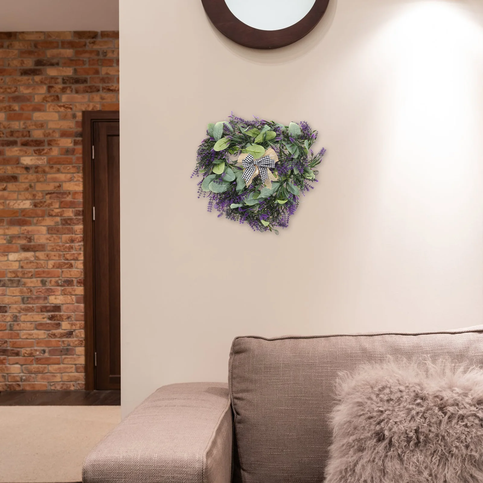 

Artificial Lavender Heart Shaped Wreath Front Door Adornment Indoor Wall Window Spring Wreath Decor Gift Front Door Adornment