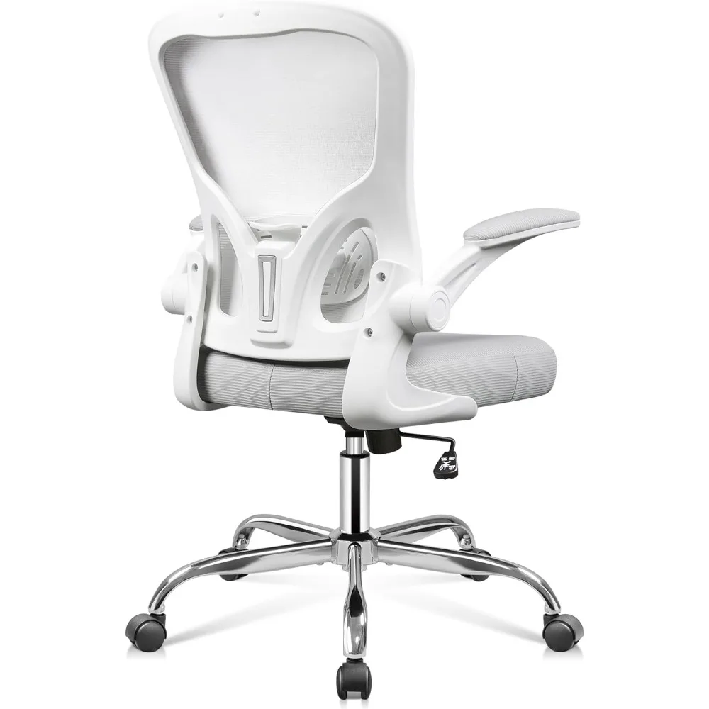 

Office Chair Ergonomic Computer Desk Chair with Flip-up Armrests, Comfy Mesh with Adjustable Lumbar Support, White
