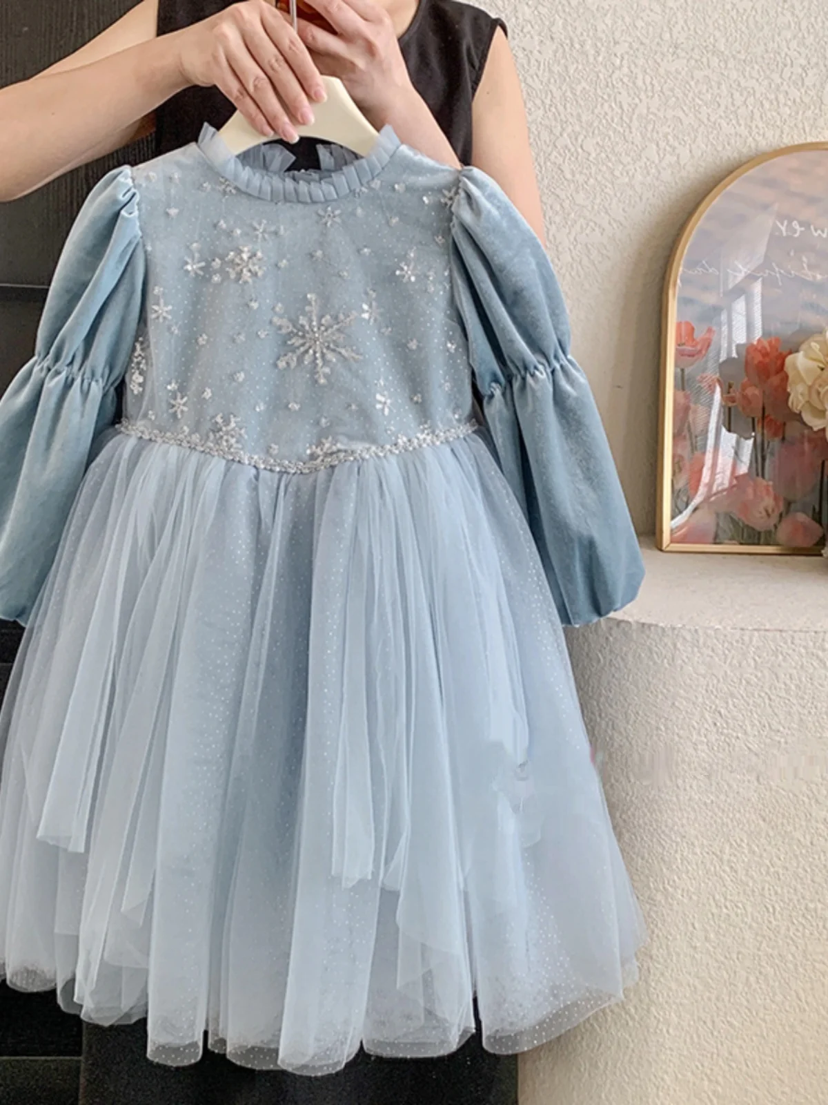 

Princ Dr for Baby Girls Spring Autumn New Sle Fairy T Girl Skirt Me Fabric Puffy Sves Long Sve Silk Top