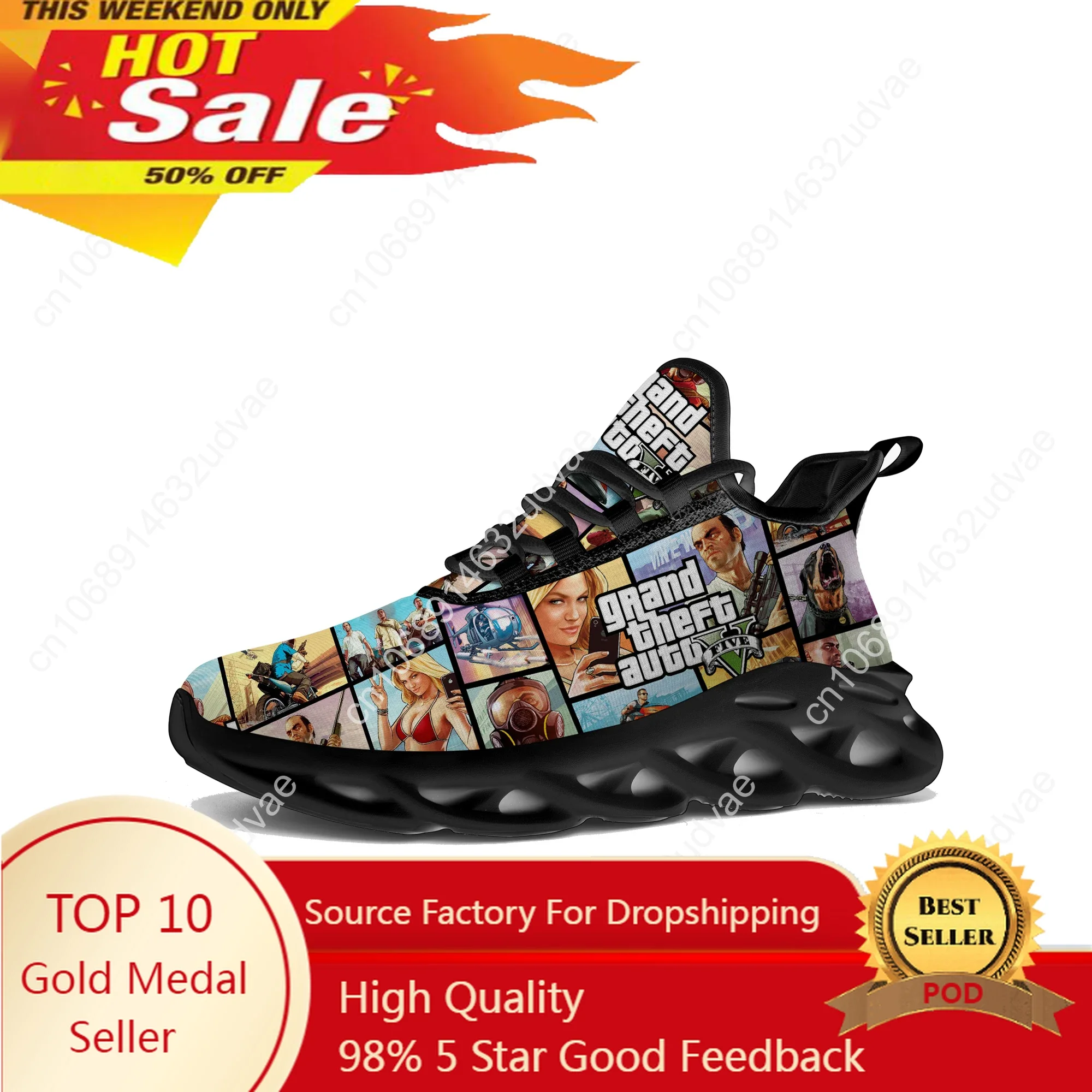 Grand Theft Auto GTA V 5 Flats Sneakers Cartoon Game Mens Womens Sports Running Shoes High Quality Sneaker Customized Made Shoe