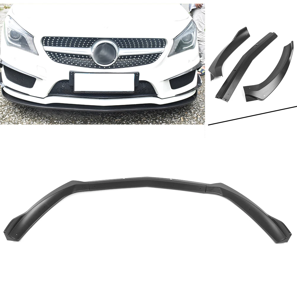 W117  2017 2018 Front Bumper Lip Lower Cover Protector Trim For Benz C117 CLA45 17 18 Auto Accessories ABS Plastic Matt Black