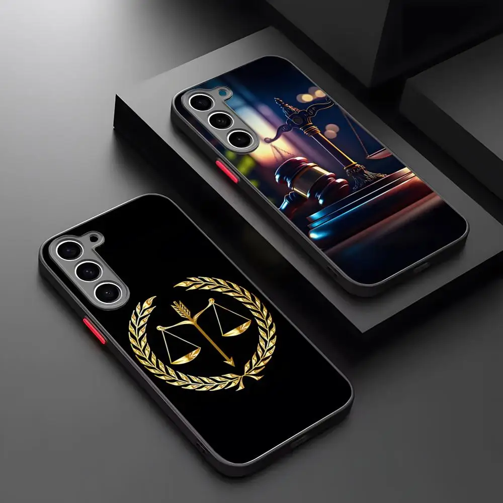 Law Judge Justice avocat coque de téléphone mat Transparent pour Samsung S21 S22 FE S23 S24 Plus S25 Ultra couverture arrière