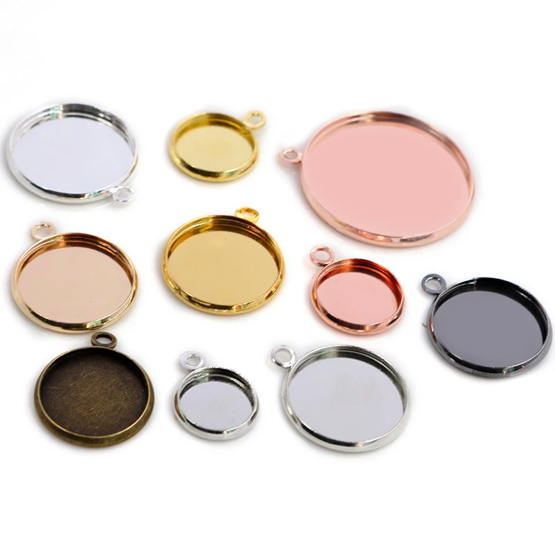 8-25mm Single/Double Loops Round Cabochon Base Tray Bezels Blank Setting Supplies For Jewelry Making Findings Bracelet Pendant