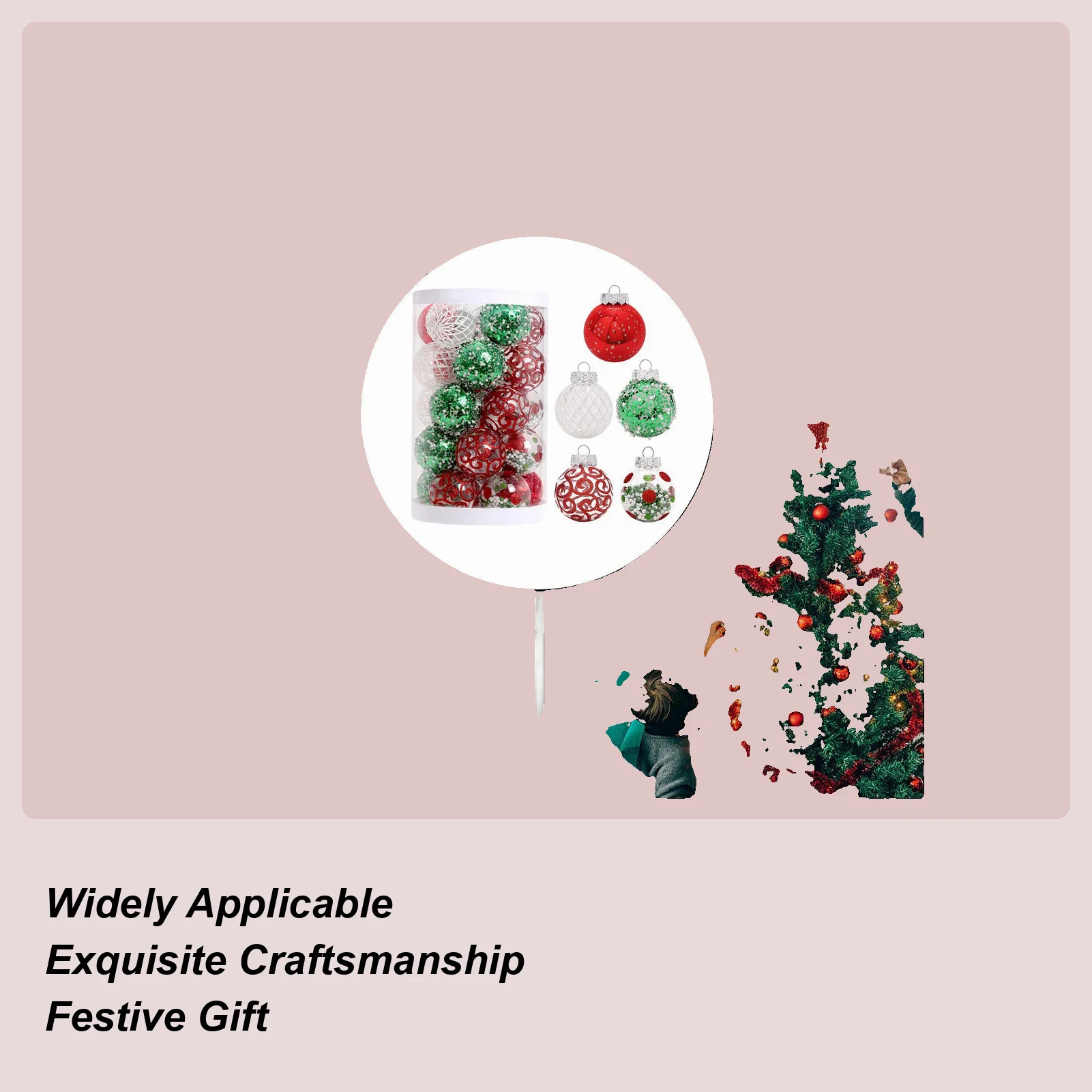 

Рождественские шары, украшения, 2,4-дюймовые безделушки, подвески, комплект из 25 предметов, небьющийся набор рождественских украшений для елки, свадьбы