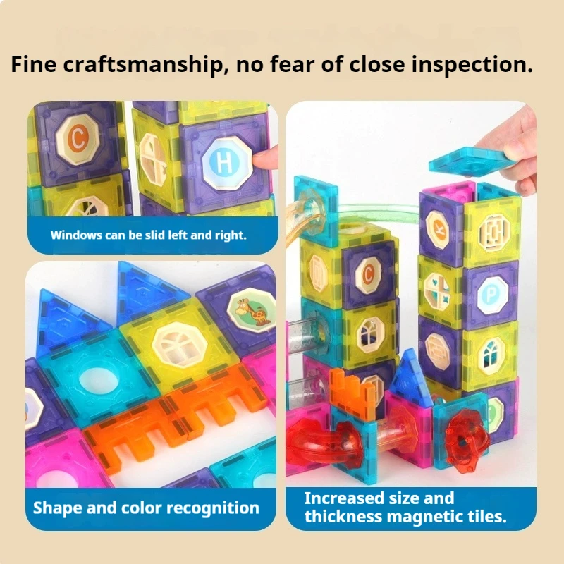 Edukacyjne klocki dla dzieci, budowanie z przerażającymi elementami, klocki DIY, tor z kulkami, magnetyczne klocki, zabawka intelektualna i uspokajająca.