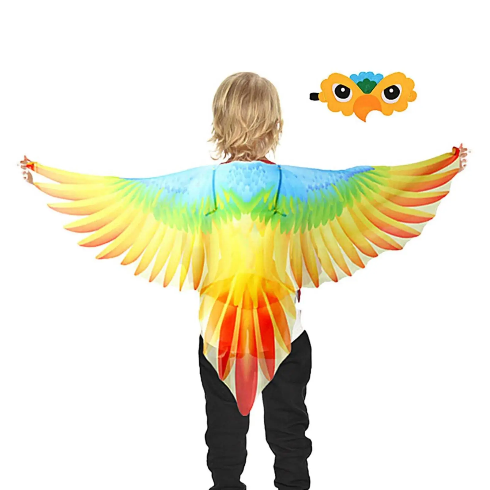 Kids Bird Wing Costume Vivid Feather Cape and Bird Headwear Set for Halloween Carnival School Performance Cosplay