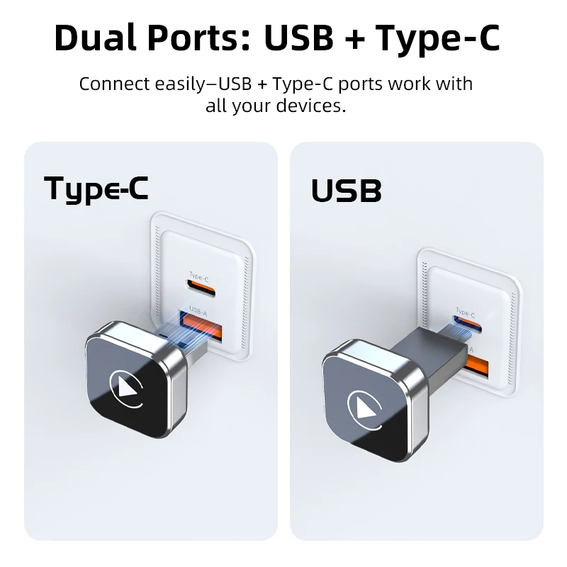 Vyvylabs Wireless CarPlay Adapter Fast Auto-Connect Mini Box USB Plug-and-play for iPhone 6 and Android 11 above with USB-A Port