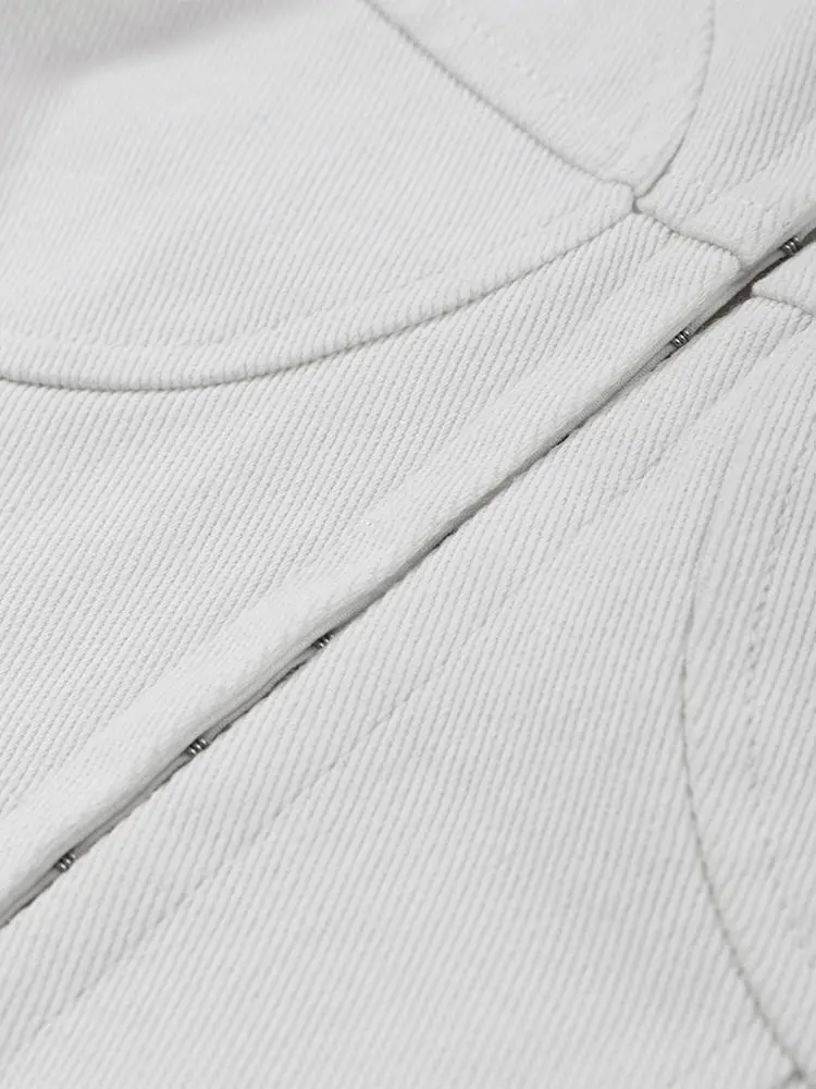 Taillenschnürende Korsett-Tops mit Unregelmäßigem Saum für Damen, Sexy Stehkragen Langarm Slim-Fit Bluse, Frühlings-Neuheit für Bürodamen, Partykleidung – Detail 8