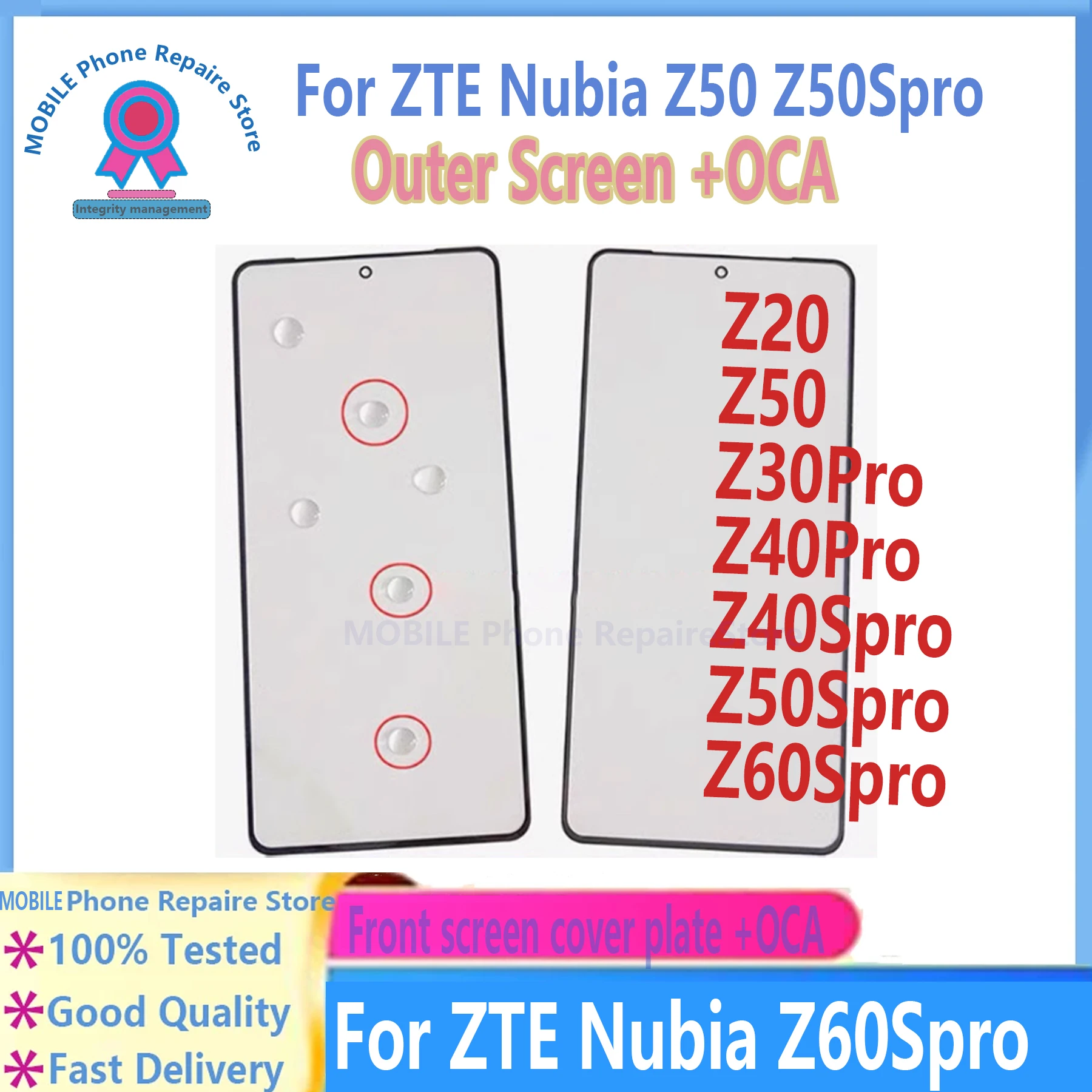 

Внешний экран для ZTE Nubia Z20 Z50 Z30Pro Z40Pro Z40 50 60Spro, передняя сенсорная панель, стеклянная крышка ЖК-дисплея, ремонт, замена деталей +