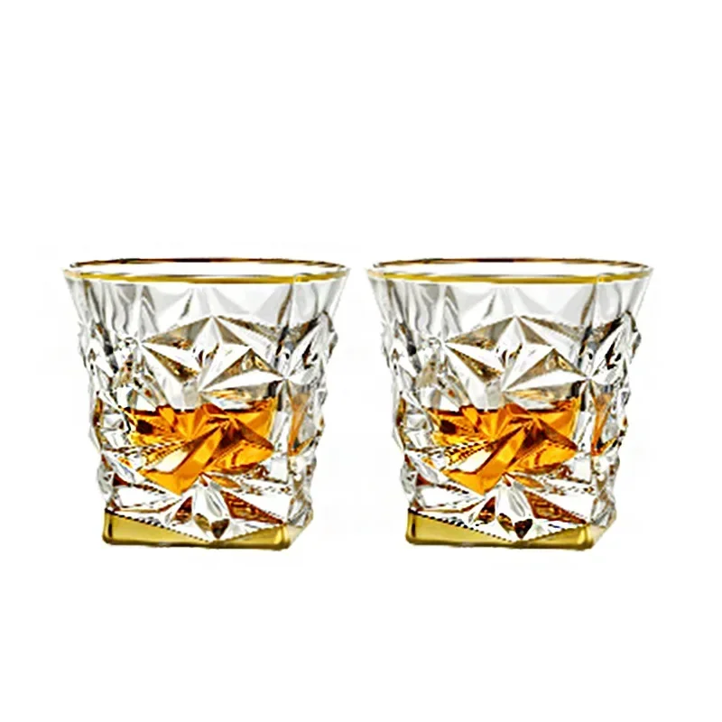 Crystal glass gold-painted whiskey cup, foreign wine cup set, beer pair, gift box.5