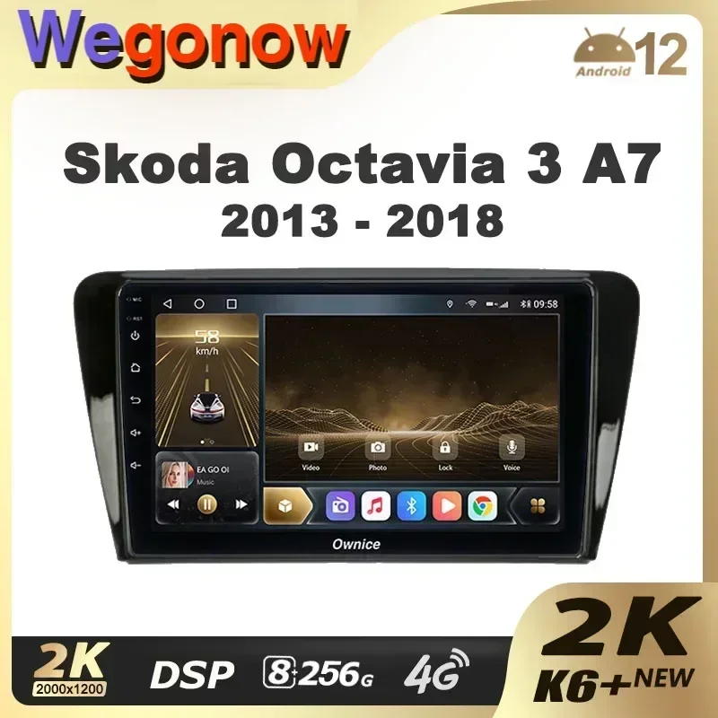 Ownice K6+ 2K for Skoda Octavia 3 A7 2013 - 2018 Car Radio Multimedia Video Player Navigation Stereo GPS Android 12 No 2din DVD