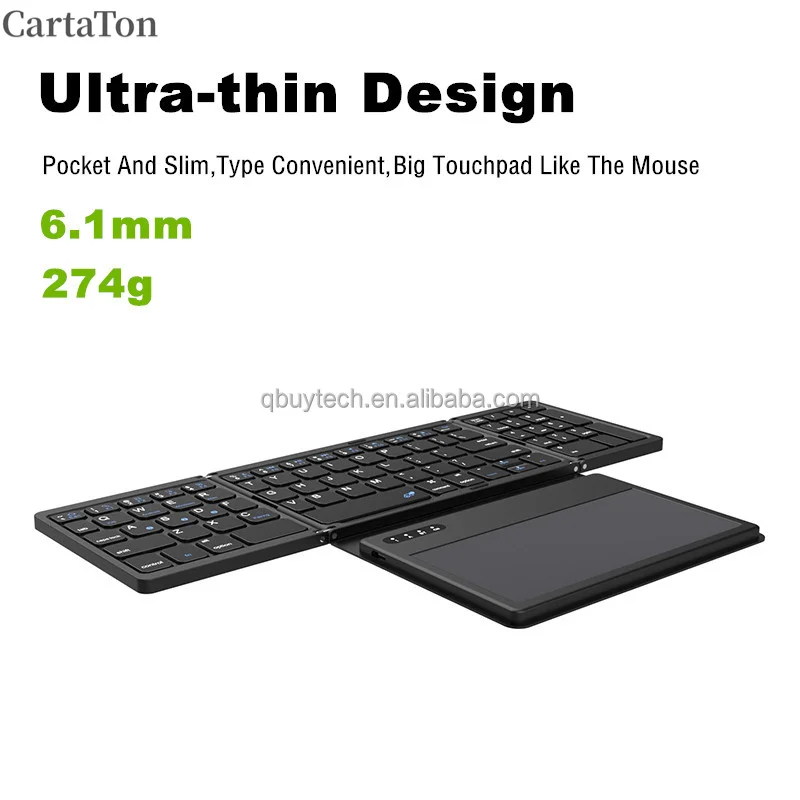 Z Hot Sale Portable BT Wireless Keyboard with Touch Pad Ultrathin 0.61 cm for System Common B055 Mini Foldable Keyboard